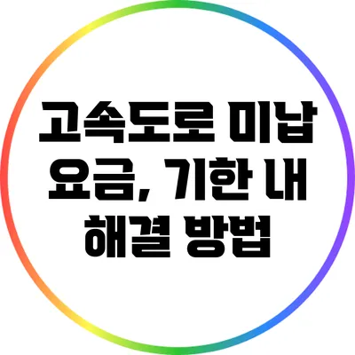 고속도로 미납 요금, 기한 내 해결 방법