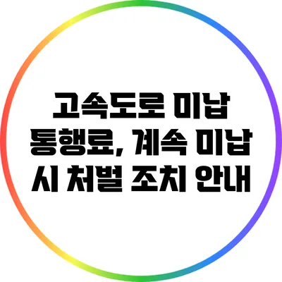 고속도로 미납 통행료, 계속 미납 시 처벌 조치 안내