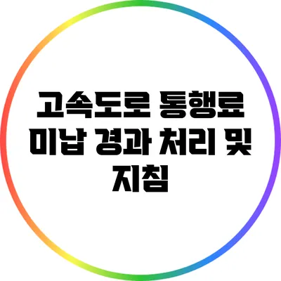 고속도로 통행료 미납 경과 처리 및 지침