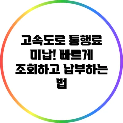 고속도로 통행료 미납! 빠르게 조회하고 납부하는 법