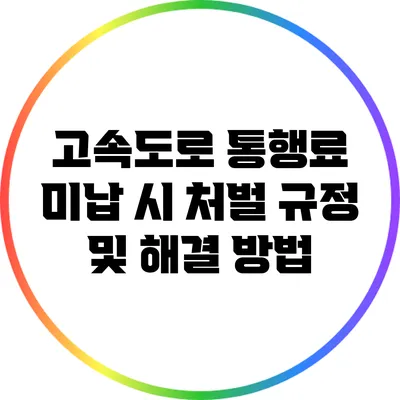 고속도로 통행료 미납 시 처벌 규정 및 해결 방법