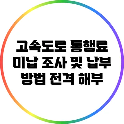 고속도로 통행료 미납 조사 및 납부 방법 전격 해부