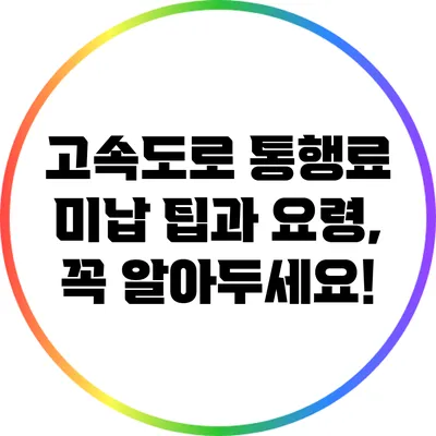 고속도로 통행료 미납 팁과 요령, 꼭 알아두세요!