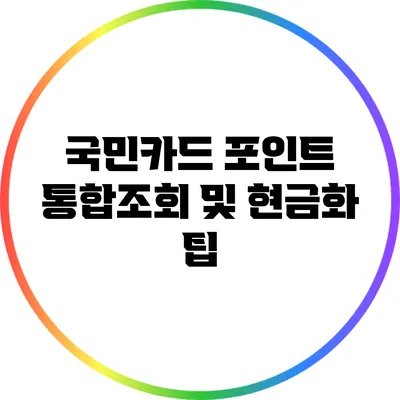 국민카드 포인트 통합조회 및 현금화 팁