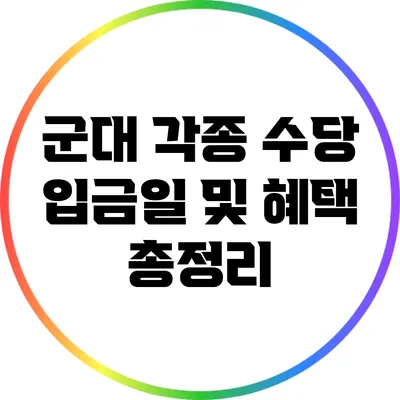 군대 각종 수당 입금일 및 혜택 총정리