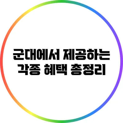 군대에서 제공하는 각종 혜택 총정리