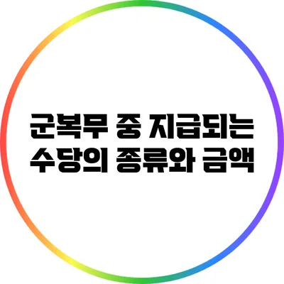 군복무 중 지급되는 수당의 종류와 금액