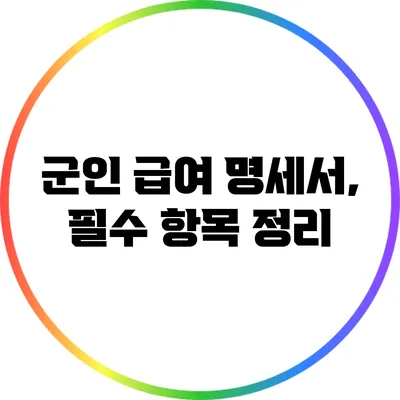 군인 급여 명세서, 필수 항목 정리