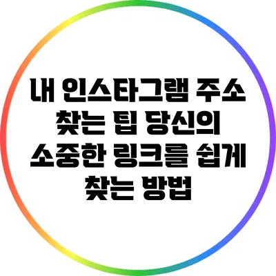 내 인스타그램 주소 찾는 팁: 당신의 소중한 링크를 쉽게 찾는 방법