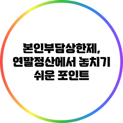 본인부담상한제, 연말정산에서 놓치기 쉬운 포인트