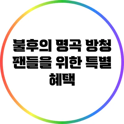 불후의 명곡 방청: 팬들을 위한 특별 혜택