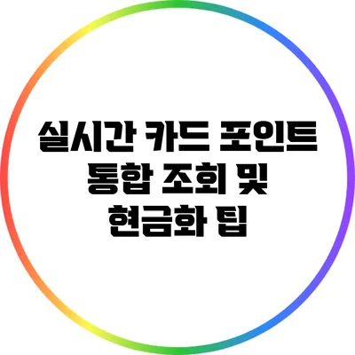 실시간 카드 포인트 통합 조회 및 현금화 팁