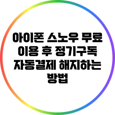 아이폰 스노우 무료 이용 후 정기구독 자동결제 해지하는 방법