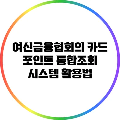 여신금융협회의 카드 포인트 통합조회 시스템 활용법