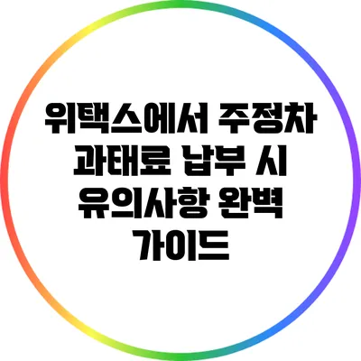 위택스에서 주정차 과태료 납부 시 유의사항 완벽 가이드