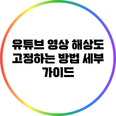 유튜브 영상 해상도 고정하는 방법: 세부 가이드