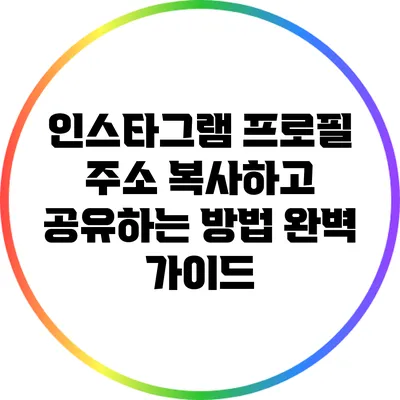 인스타그램 프로필 주소 복사하고 공유하는 방법 완벽 가이드