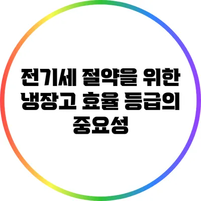 전기세 절약을 위한 냉장고 효율 등급의 중요성