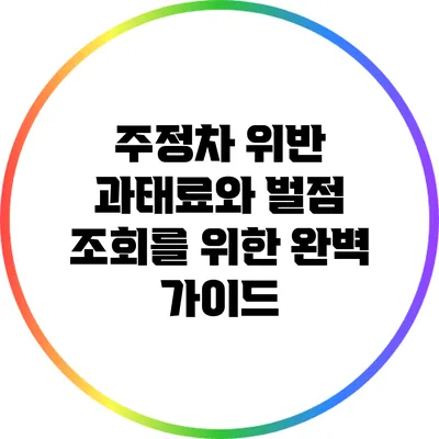 주정차 위반 과태료와 벌점 조회를 위한 완벽 가이드