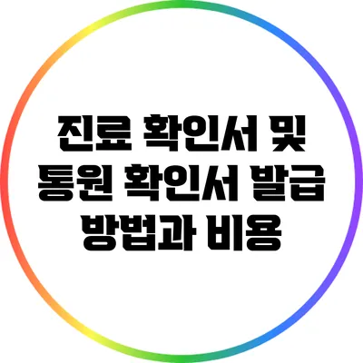 진료 확인서 및 통원 확인서 발급 방법과 비용