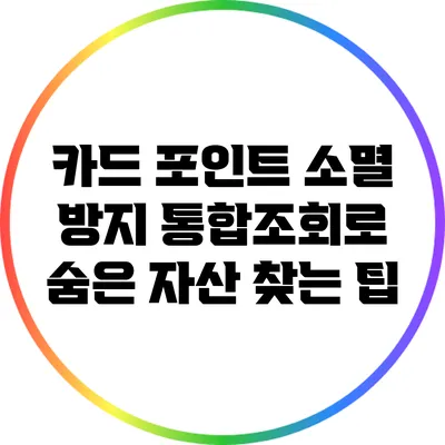 카드 포인트 소멸 방지: 통합조회로 숨은 자산 찾는 팁