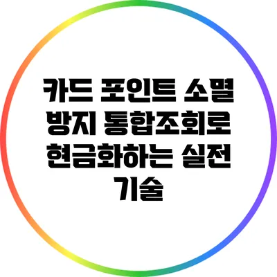 카드 포인트 소멸 방지: 통합조회로 현금화하는 실전 기술