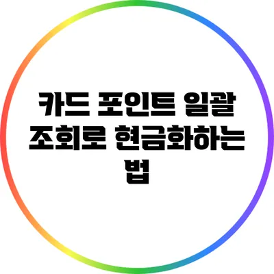 카드 포인트 일괄 조회로 현금화하는 법