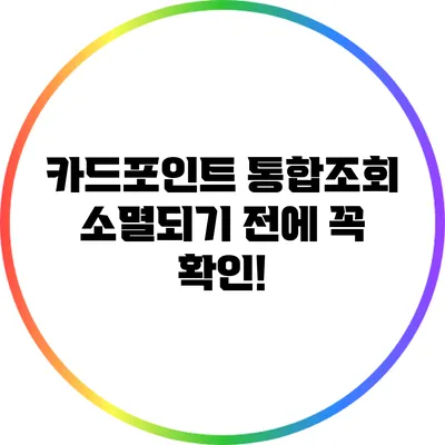 카드포인트 통합조회: 소멸되기 전에 꼭 확인!