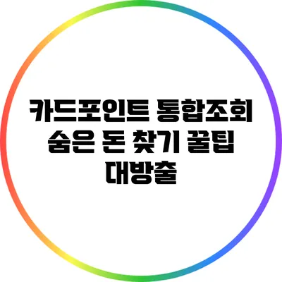 카드포인트 통합조회 숨은 돈 찾기: 꿀팁 대방출
