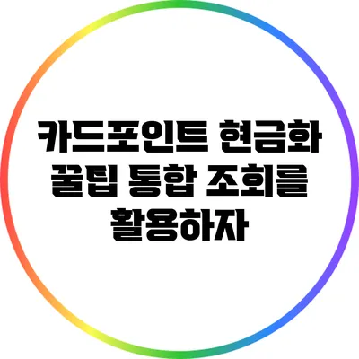 카드포인트 현금화 꿀팁: 통합 조회를 활용하자