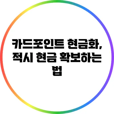 카드포인트 현금화, 적시 현금 확보하는 법