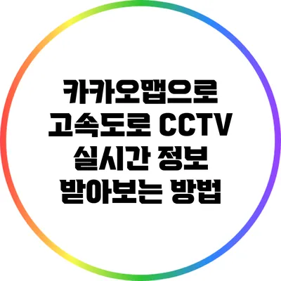 카카오맵으로 고속도로 CCTV 실시간 정보 받아보는 방법