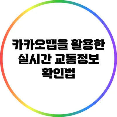 카카오맵을 활용한 실시간 교통정보 확인법