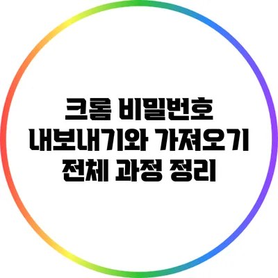 크롬 비밀번호 내보내기와 가져오기: 전체 과정 정리