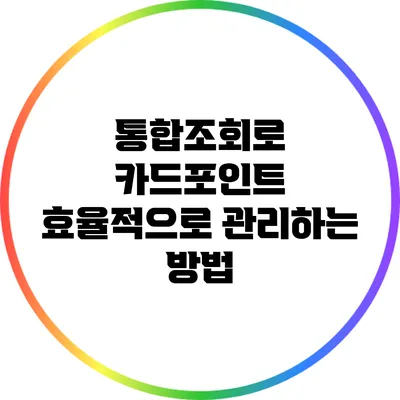 통합조회로 카드포인트 효율적으로 관리하는 방법