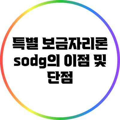 특별 보금자리론 sodg의 이점 및 단점