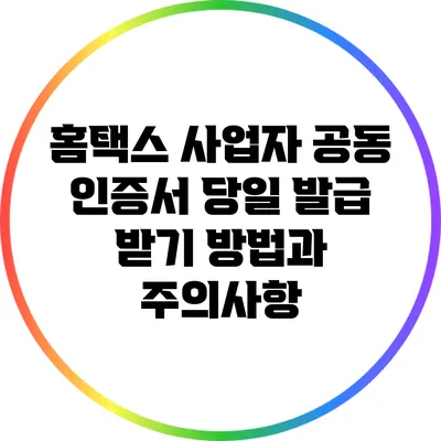 홈택스 사업자 공동 인증서 당일 발급 받기: 방법과 주의사항