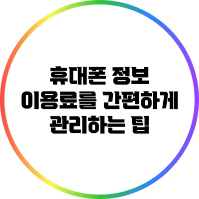 휴대폰 정보 이용료를 간편하게 관리하는 팁