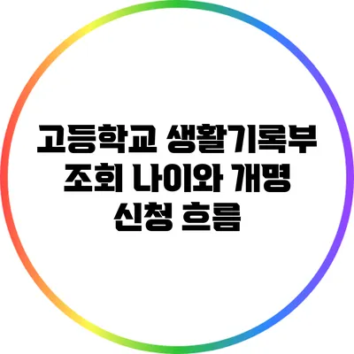 고등학교 생활기록부 조회: 나이와 개명 신청 흐름