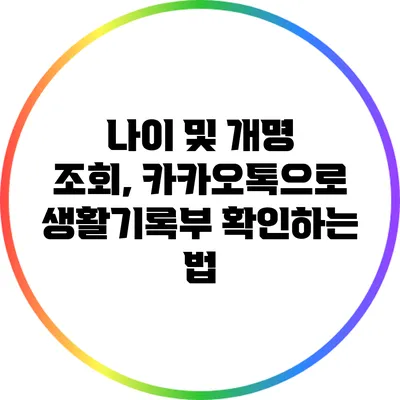 나이 및 개명 조회, 카카오톡으로 생활기록부 확인하는 법