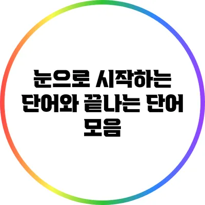 눈으로 시작하는 단어와 끝나는 단어 모음