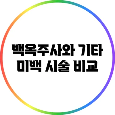백옥주사와 기타 미백 시술 비교
