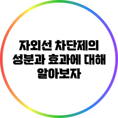 자외선 차단제의 성분과 효과에 대해 알아보자