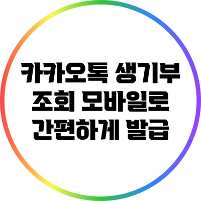 카카오톡 생기부 조회: 모바일로 간편하게 발급