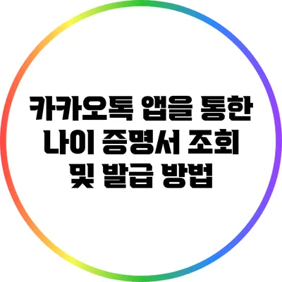 카카오톡 앱을 통한 나이 증명서 조회 및 발급 방법
