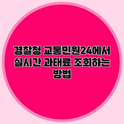 경찰청 교통민원24에서 실시간 과태료 조회하는 방법
