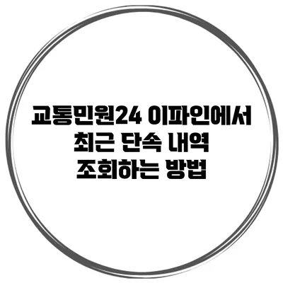 교통민원24 이파인에서 최근 단속 내역 조회하는 방법