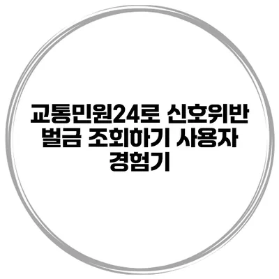 교통민원24로 신호위반 벌금 조회하기 사용자 경험기