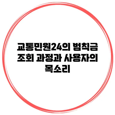 교통민원24의 범칙금 조회 과정과 사용자의 목소리