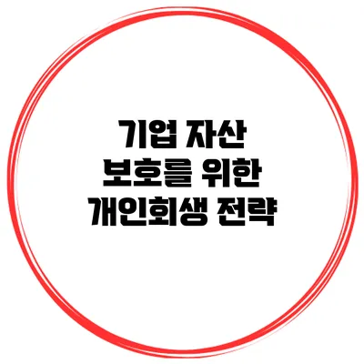 기업 자산 보호를 위한 개인회생 전략